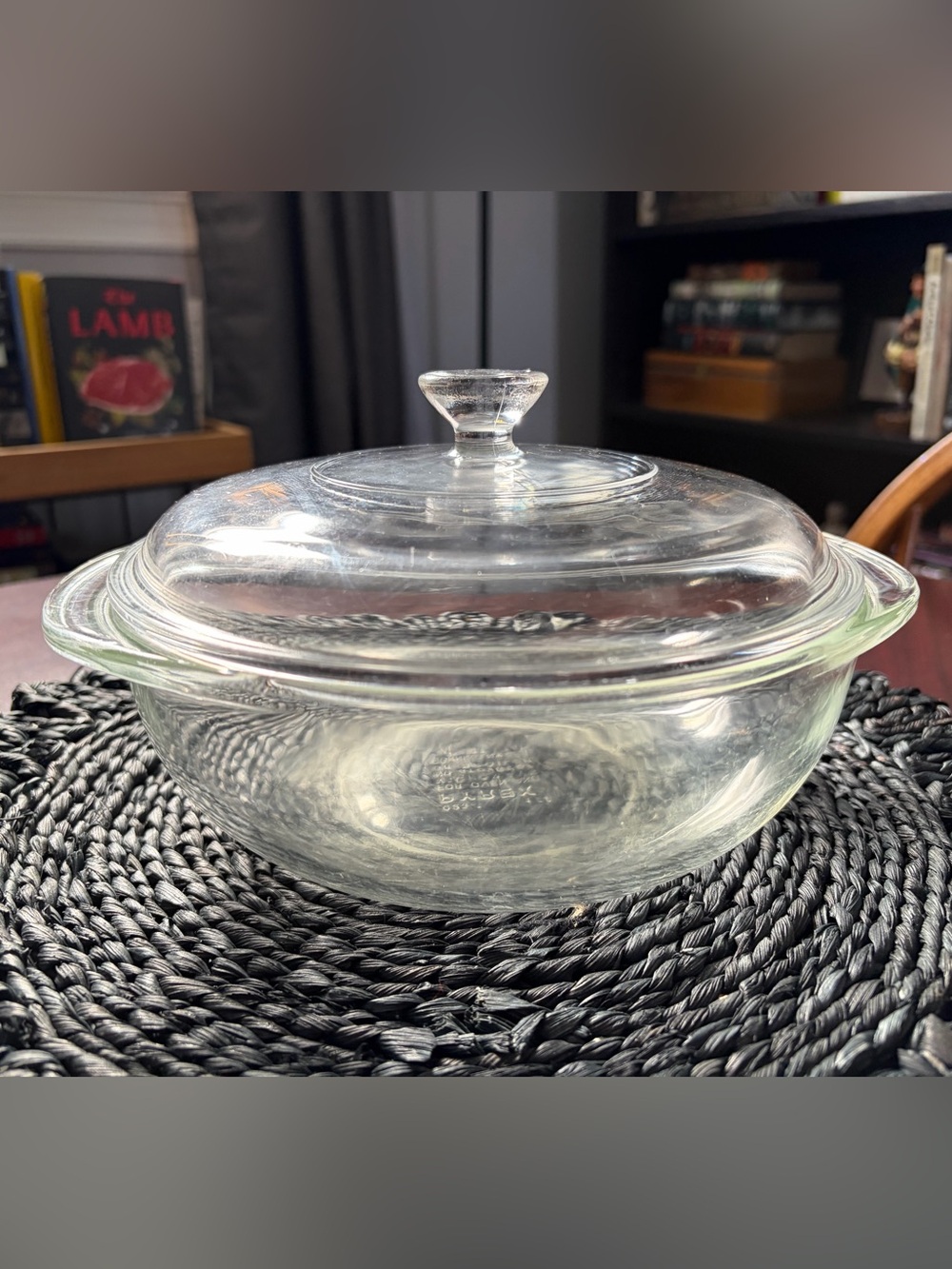 PYREX Vintage Model 024 Clear Glass 2 qt. Casserole Dish w/ Handles & Lid